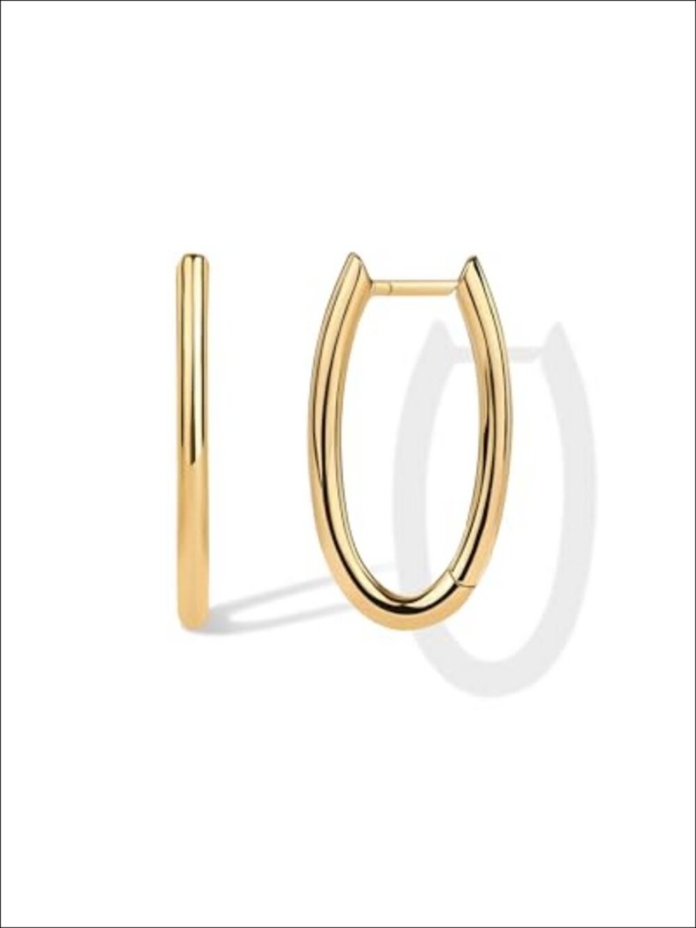 14K Gold Plated Geometric Oval Hoop Earrings Huggie Hoops for Women